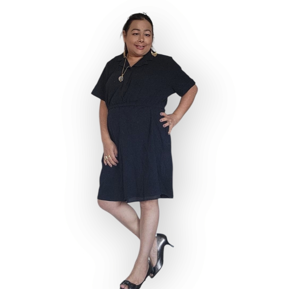 Fashion Nova Cutout Waist Shirt Dress – Collared Black Mini - Picture 5 of 16